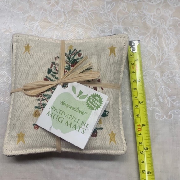 2003 Harry & David 4pc Spiced Apple Pie Mug Mats 5"x5" Fragrant coastets tree - Picture 6 of 9